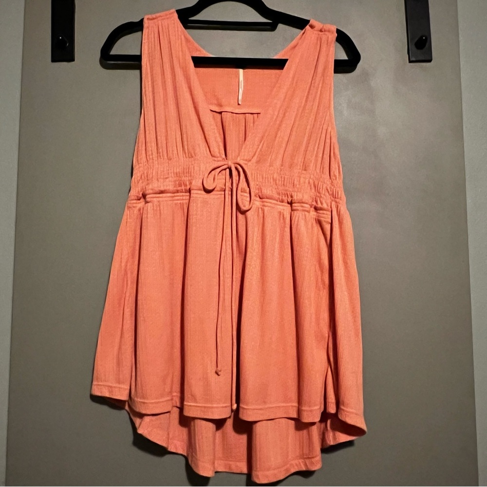 CLOSET CLOSING Free People Coral Babydoll tie waist tank Boho loose fit flowy